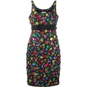 Moschino Couture Rainbow Floral Applique Dress Sz IT 44 US 10 NWT
